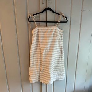 Jcrew Factory tan & white striped shift dress - Fits like a 2-4